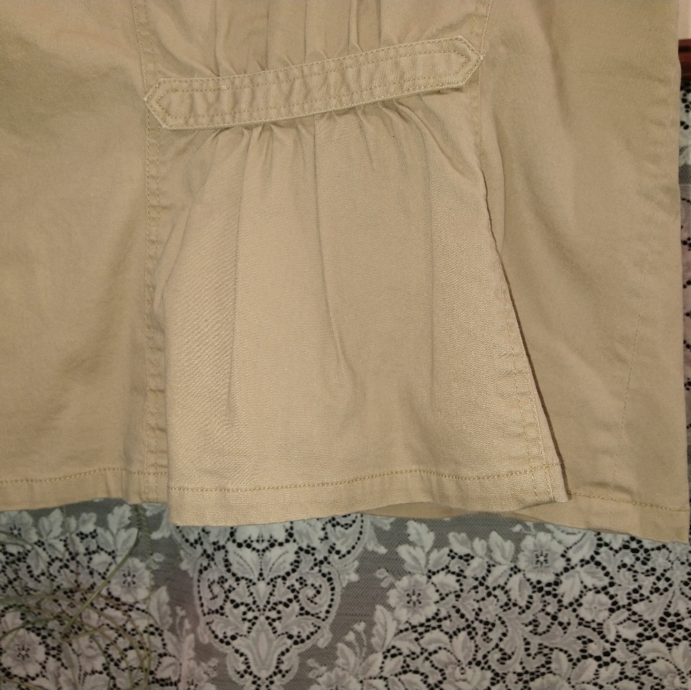 Motto tan / beige trench length jacket sweater sleeves buckle cuffs large button - Picture 6 of 6